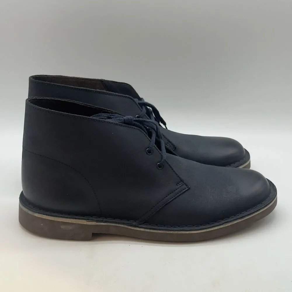 Clarks Bushacre 2 Chukka Boot 15522 Men 10.5M Navy Leather Lace Up Ankle Desert